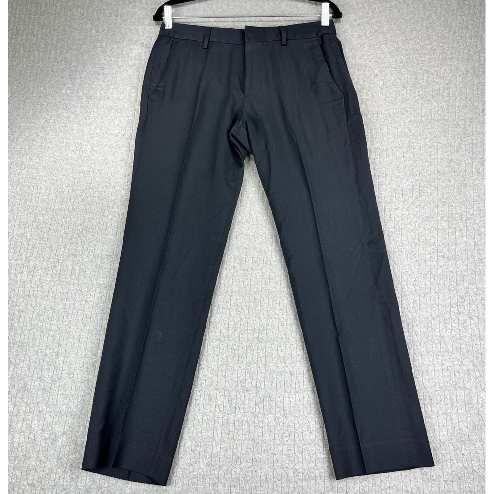 Bonobos Dress Pants Men 29x28 Navy Blue Slim Fit 100% Wool Flat Front Trousers